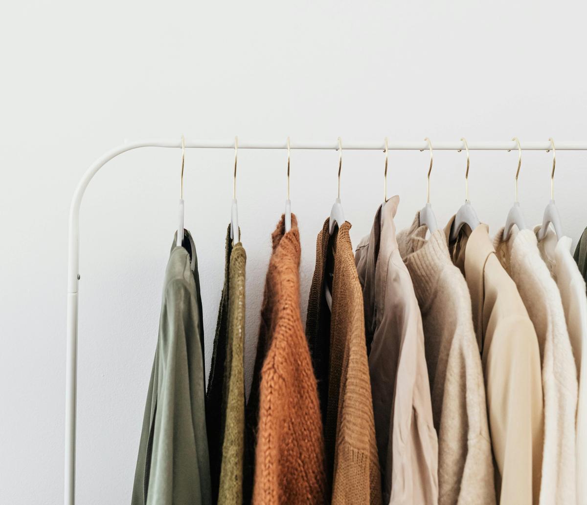 Fashion clothing rack with garments