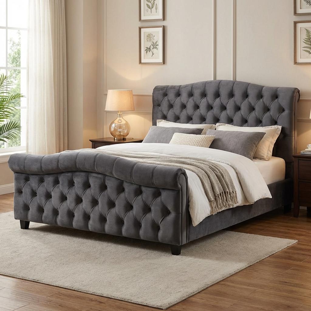 Upholstered & Tufted Bed Frame