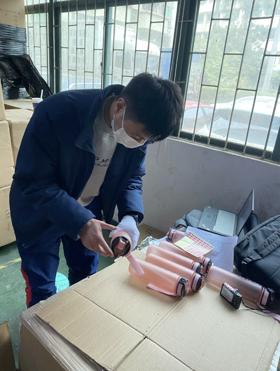 Quality control check of product samples at supplier facility